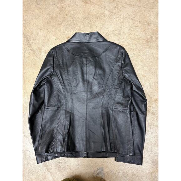 East 5th Ave Black Leather Jacket Blazer Women's Medium - Picture 4 of 12